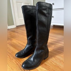 Frye Cara Roper Tall Black Leather Riding Boot